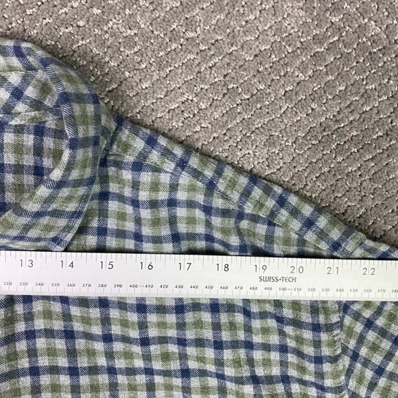 Johnnie-O Flannel Shirt Men's 2XB Hangin' Out Dickens Blue Green Gingham Check - Picture 13 of 15